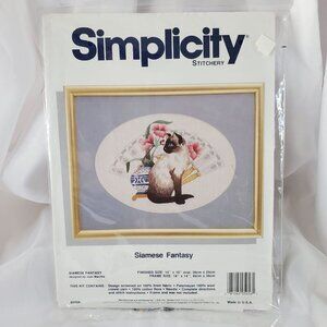 Simplicity Stitchery Siamese Fantasy Cross-Stitch Needle Point Kit 14"x10" Oval